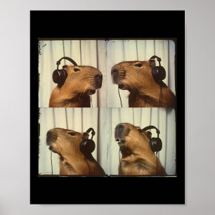 Capybyra in hoofdtelefoon Schattigee Capy Lover AD Poster