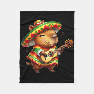 Capybyra Sombrero Gitaar Cinco de Mayo Mexicaans K Fleece Deken