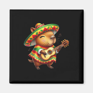 Capybyra Sombrero Gitaar Cinco de Mayo Mexicaans K Magneet