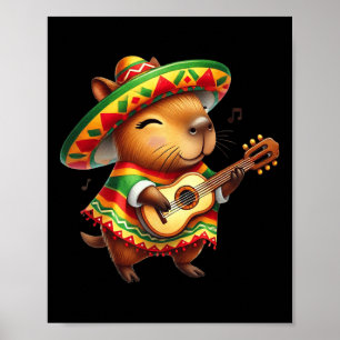 Capybyra Sombrero Gitaar Cinco de Mayo Mexicaans K Poster