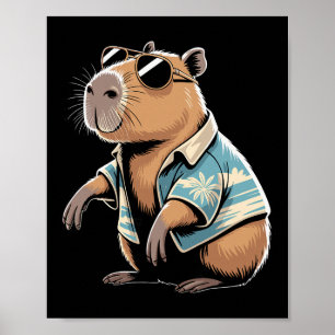 Capybyra Voetbalfan Cartoon Illustratie Poster