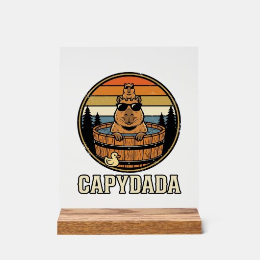 Capydada Capybara Vader Retro Bubbelbad Vectorontw Acryl Bord (Voorkant)