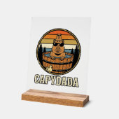 Capydada Capybara Vader Retro Bubbelbad Vectorontw Acryl Bord (Hoek)