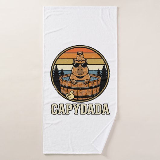 Capydada Capybara Vader Retro Bubbelbad Vectorontw Badhanddoek (Badhanddoek)