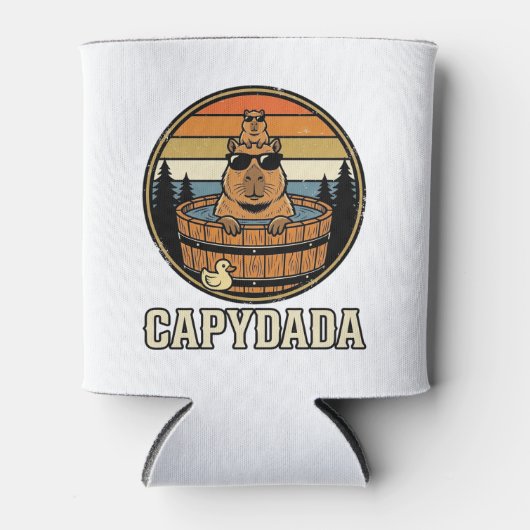 Capydada Capybara Vader Retro Bubbelbad Vectorontw Blikjeskoeler (Voorkant)