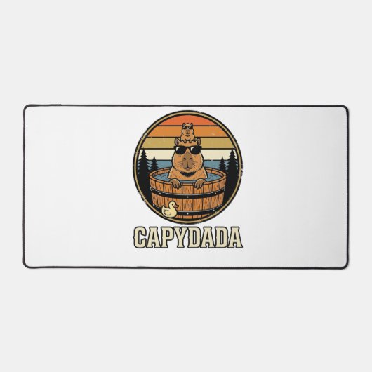 Capydada Capybara Vader Retro Bubbelbad Vectorontw Bureaumat (Voorkant)