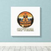 Capydada Capybara Vader Retro Bubbelbad Vectorontw Canvas Afdruk (Insitu (Houten vloer))