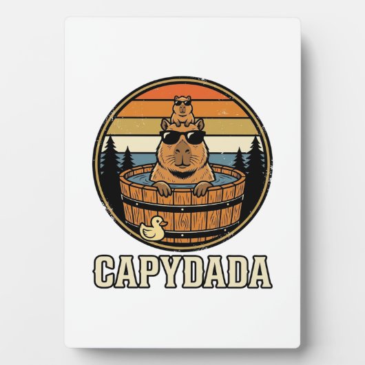Capydada Capybara Vader Retro Bubbelbad Vectorontw Fotoplaat (voorkant)