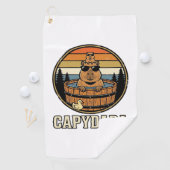 Capydada Capybara Vader Retro Bubbelbad Vectorontw Golfhanddoek (Insitu)