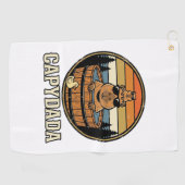 Capydada Capybara Vader Retro Bubbelbad Vectorontw Golfhanddoek (Horizontaal)