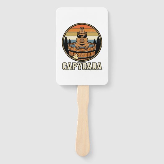 Capydada Capybara Vader Retro Bubbelbad Vectorontw Handwaaier (Voorkant)