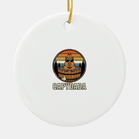 Capydada Capybara Vader Retro Bubbelbad Vectorontw Keramisch Ornament (Voorkant)