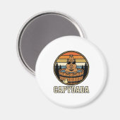 Capydada Capybara Vader Retro Bubbelbad Vectorontw Magneet (Voorkant / Achterkant)