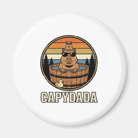 Capydada Capybara Vader Retro Bubbelbad Vectorontw Magneet (Voorkant)