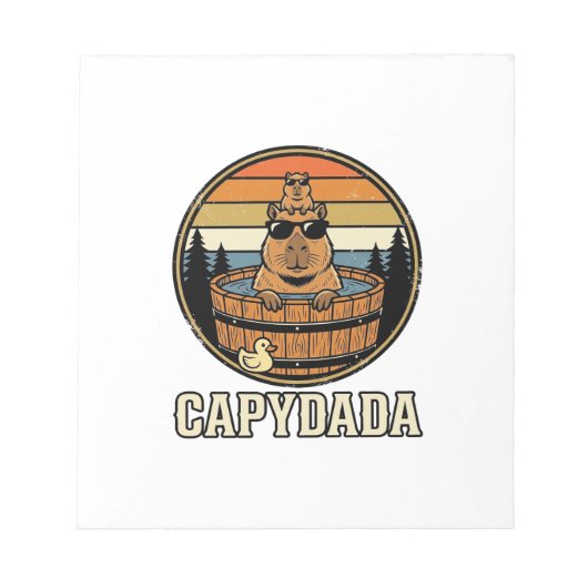 Capydada Capybara Vader Retro Bubbelbad Vectorontw Notitieblok (Voorkant)