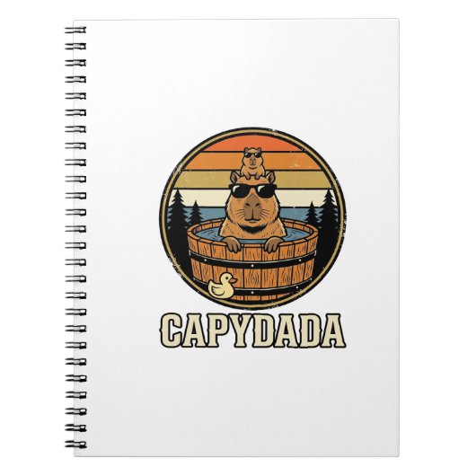 Capydada Capybara Vader Retro Bubbelbad Vectorontw Notitieboek (Voorkant)