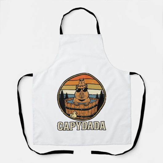Capydada Capybara Vader Retro Bubbelbad Vectorontw Schort (Voorkant)