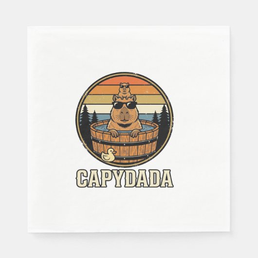 Capydada Capybara Vader Retro Bubbelbad Vectorontw Servet (Voorkant)
