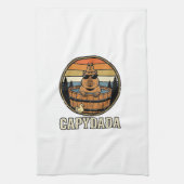 Capydada Capybara Vader Retro Bubbelbad Vectorontw Theedoek (Verticaal)