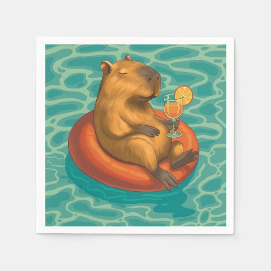 Capylara cocktail bij het zwembad servet (Voorkant)