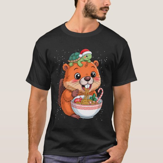 Capyra en Turtle Cockpack Ramen Kawaii Xmas Capira T-shirt (Voorkant)