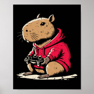 Capyra Gamer Grappige Video Gaming Capy Knaagdier Poster