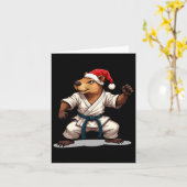 Capyra Karate Kerstmis Martial Arts Santa Hat Hol Kaart (Gele Bloem)