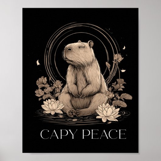 Capyra Peace Cute Yoga  Poster (Voorkant)