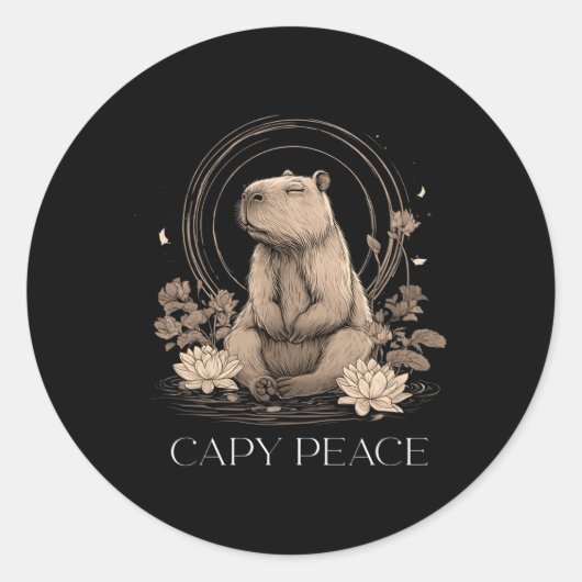 Capyra Peace Cute Yoga  Ronde Sticker (Voorkant)