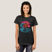 Capyra Riding Waves Under Pink Sky Funny Summer Te T-shirt (Voorkant volledig)