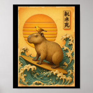 Capyra Surfen Golf Japans Vintage Ukiyo-e Kunst Poster