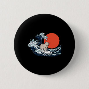 Capyra Surfen Grote Golf Japanse Esthetiek Zonsond Ronde Button 5,7 Cm
