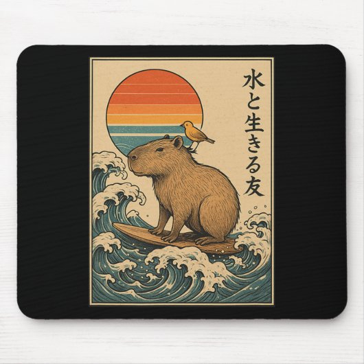 Capyra surfen Japans _3 Muismat (Voorkant)