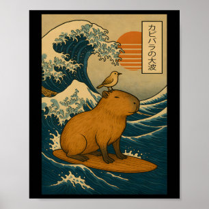 Capyra Surfen Japanse Grote Golf Kanagawa Vintag Poster