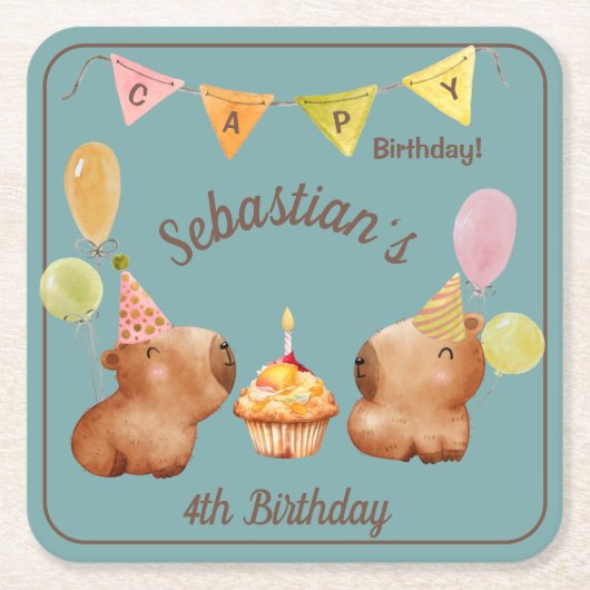 Capy's Leukste Verjaardag Fiesta Kartonnen Onderzetters (Voorkant)