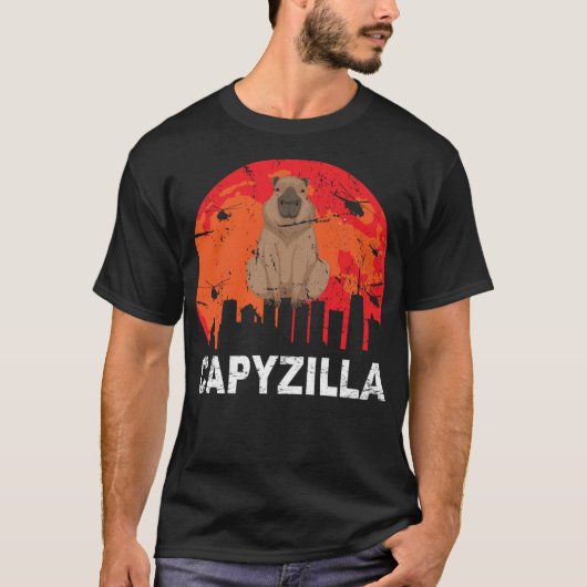 CapyZilla Funny Capybara Knaagdier T-shirt (Voorkant)