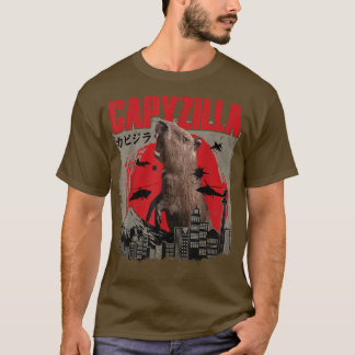 Capyzilla Funny Cute Capybara Art Japanse Sunset T-shirt