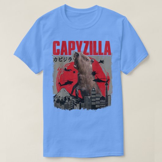 Capyzilla Funny Cute Capybara Art Japanse Sunset T-shirt (Design voorkant)