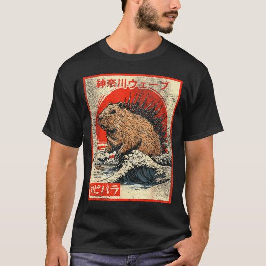 Capyzilla _ Kanagwa Wave Japan _ Cool Rodent Capyb T-shirt (Voorkant)