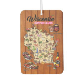 Car Air Freshener - Wisconsin Supper Club Map Luchtverfrisser (Voorkant)