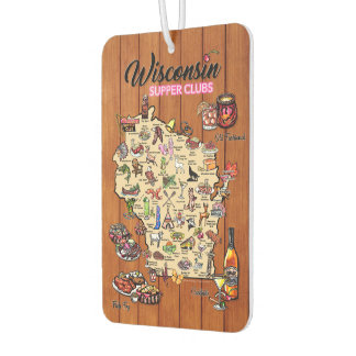 Car Air Freshener - Wisconsin Supper Club Map Luchtverfrisser
