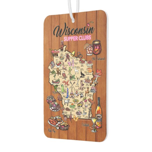 Car Air Freshener - Wisconsin Supper Club Map Luchtverfrisser (Links)