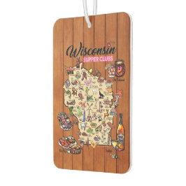 Car Air Freshener - Wisconsin Supper Club Map Luchtverfrisser