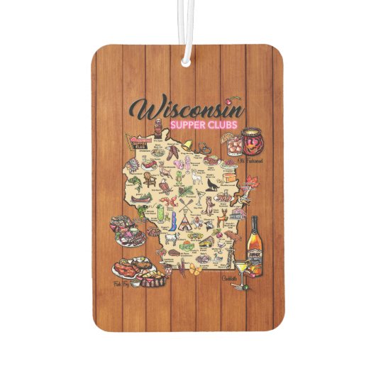 Car Air Freshener - Wisconsin Supper Club Map Luchtverfrisser (Achterkant)