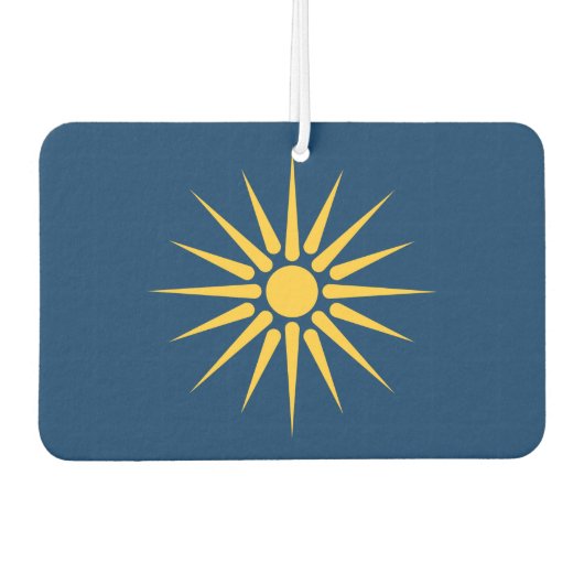 Car Air Fresheners with Flag of Macedonia, Greece Luchtverfrisser (Voorkant)