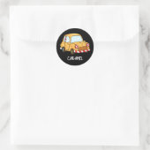 Car-amel Funny Snoep Car Pun Dark BG Ronde Sticker (Tas)