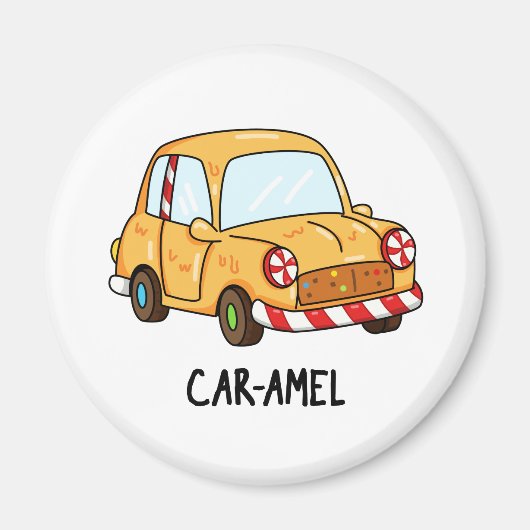Car-amel Funny Snoep Car Pun Magneet (Voorkant)