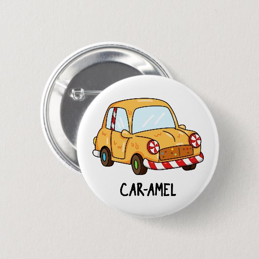 Car-amel Funny Snoep Car Pun Ronde Button 5,7 Cm (Voorkant /achterkant)