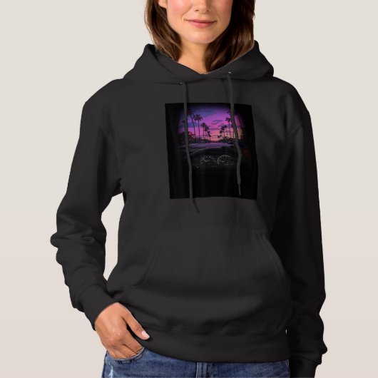 Car automobile driving vehicle  sunset colorful ro hoodie (Voorkant)
