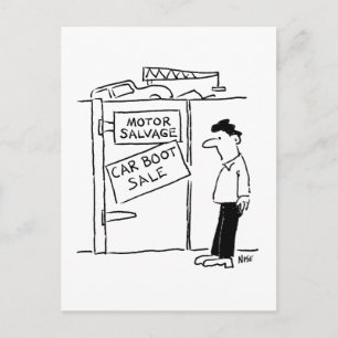 Car Breakers Scrapyard Car Boot Sale Cartoon wordt Briefkaart